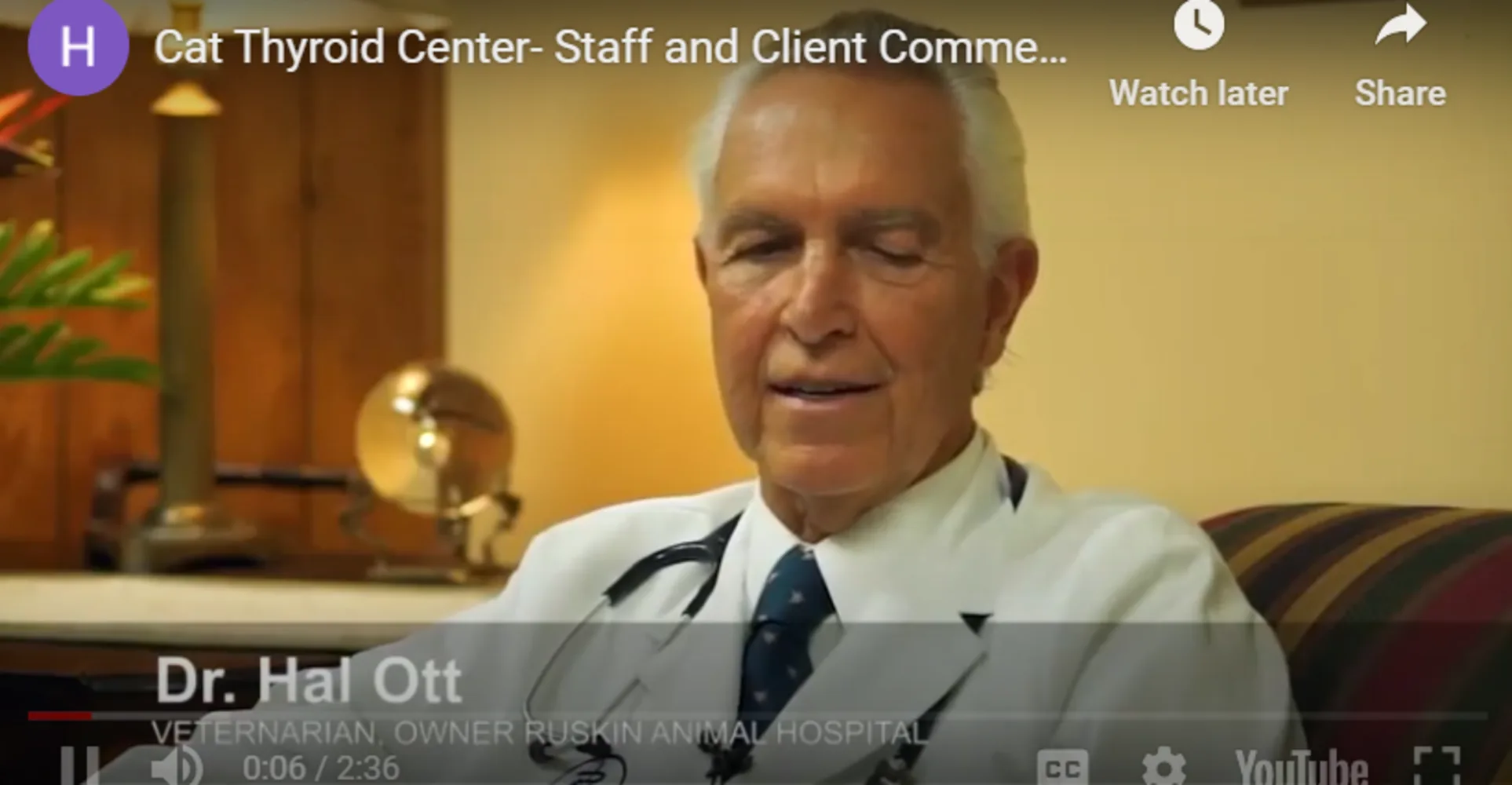 Screenshot of the Staff and Client Commentary YouTube Video by Cat Thyroid Center